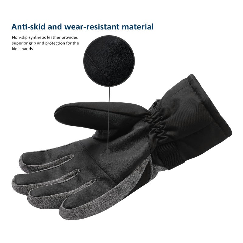 WALSKING Kids Winter Snow&Ski Gloves-3M Thinsulate Waterproof Cold Weather Youth Gloves for Skiing,Snowboarding-Fits Boys and Girls - Image 2